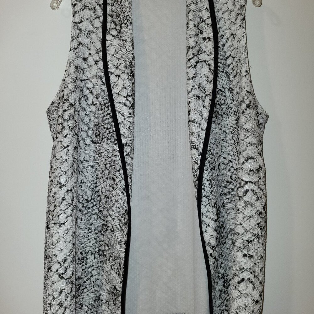 Black/White Snake Print Long Vest, Size L(10/12)